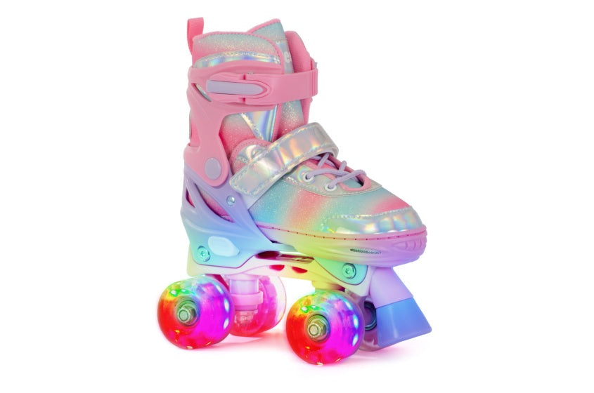 Aventuri Verstellbare Rollschuhe mit leicht rosa Glitzergröße 31-34 (s)