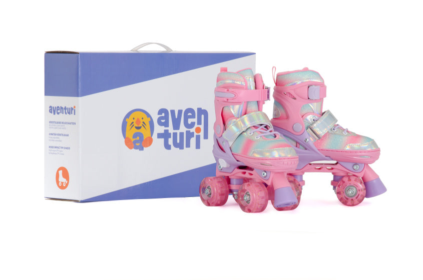 Aventuri Verstellbare Rollschuhe mit leicht rosa Glitzergröße 31-34 (s)