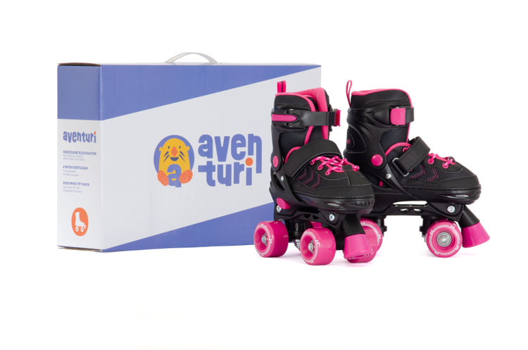 Aventuri Verstellbarer Rollschuhe Halbboot Black Pink Größe 27-30 (XS)