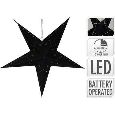 Sternenpapier mit LED 45cm schwarz