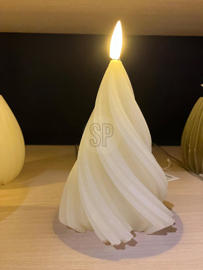 Home Styling Kerze LED Baum gedreht h13cm creme