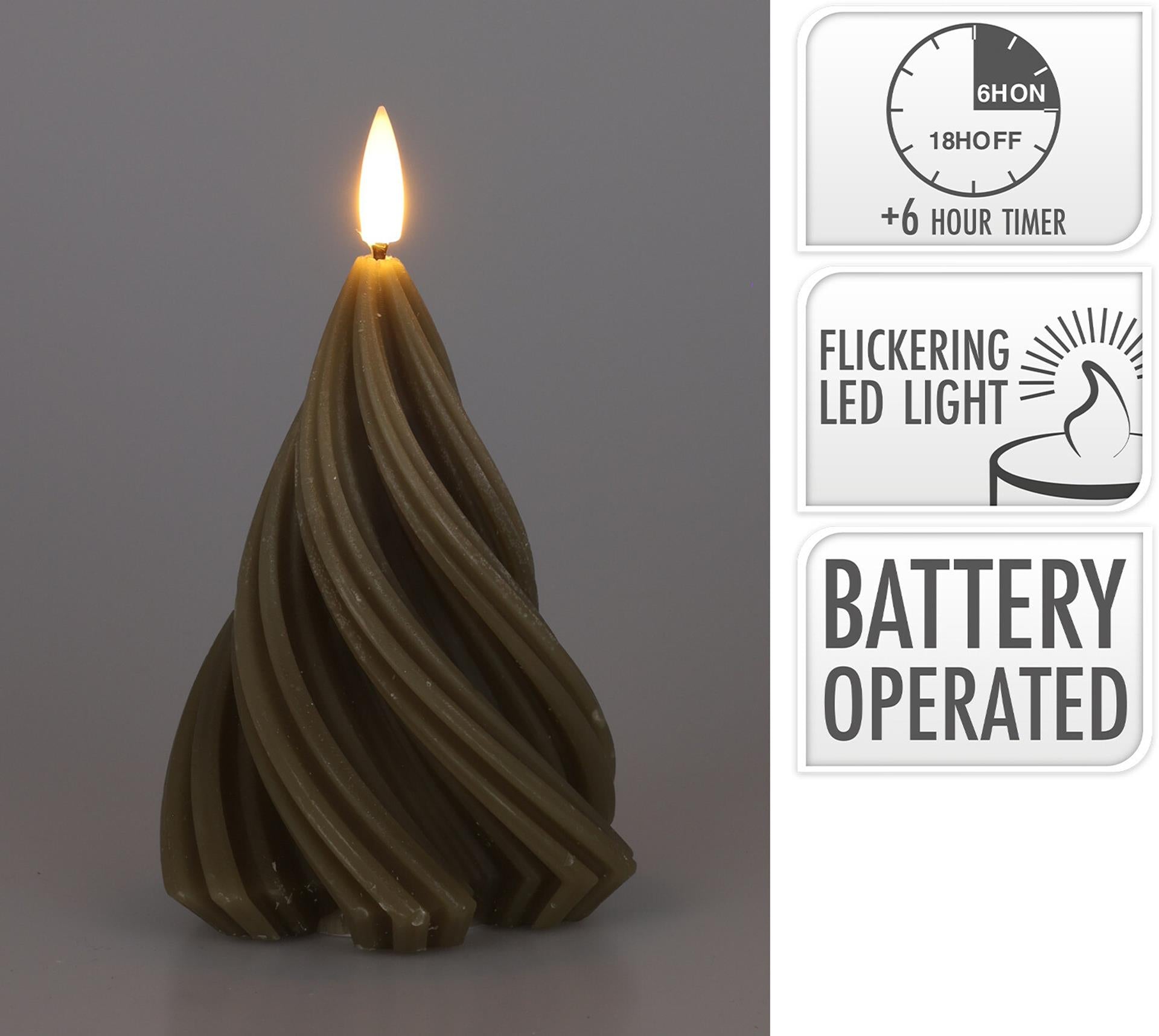 Home Styling Kerze LED Baum gedreht h13cm taupe