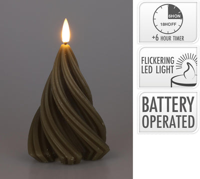 Home Styling Kerze LED Baum gedreht h13cm taupe