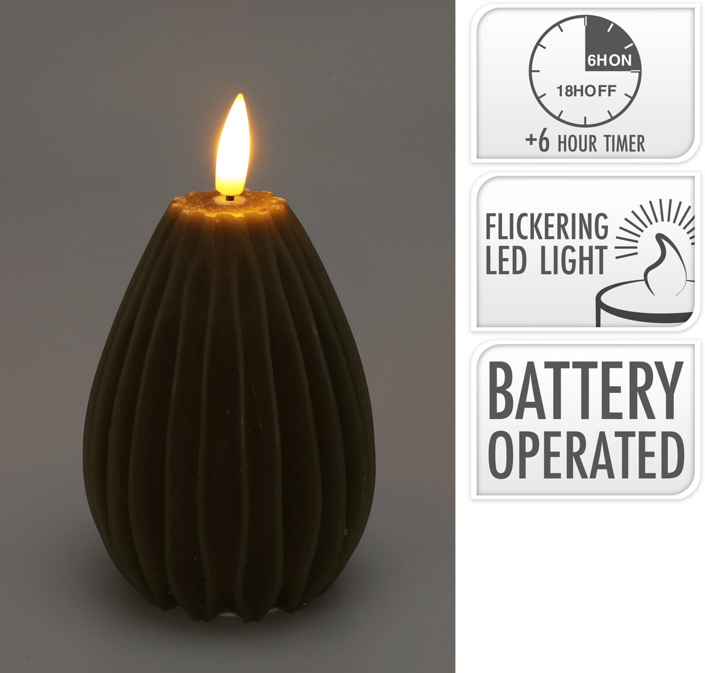 Home-Styling-Kerze Birne LED gerippt 10cm