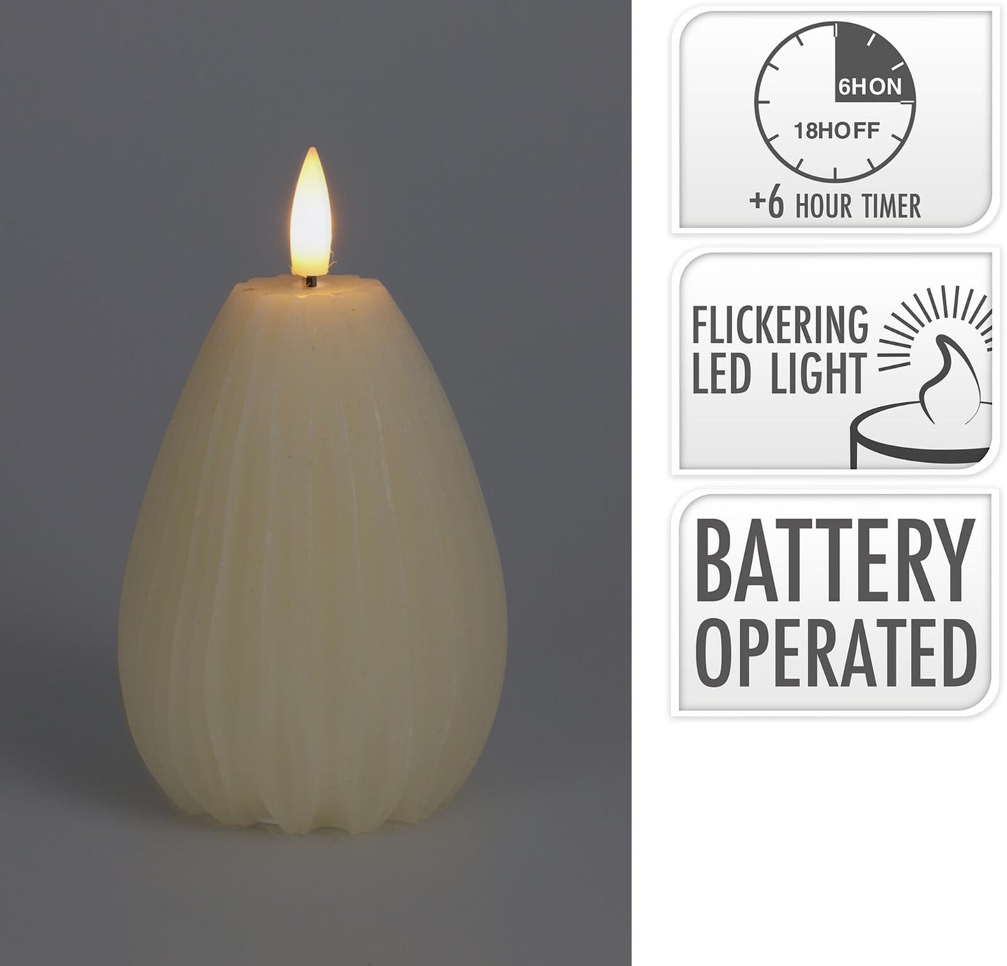 Home-Styling-Kerze Birne LED gerippt 10cm