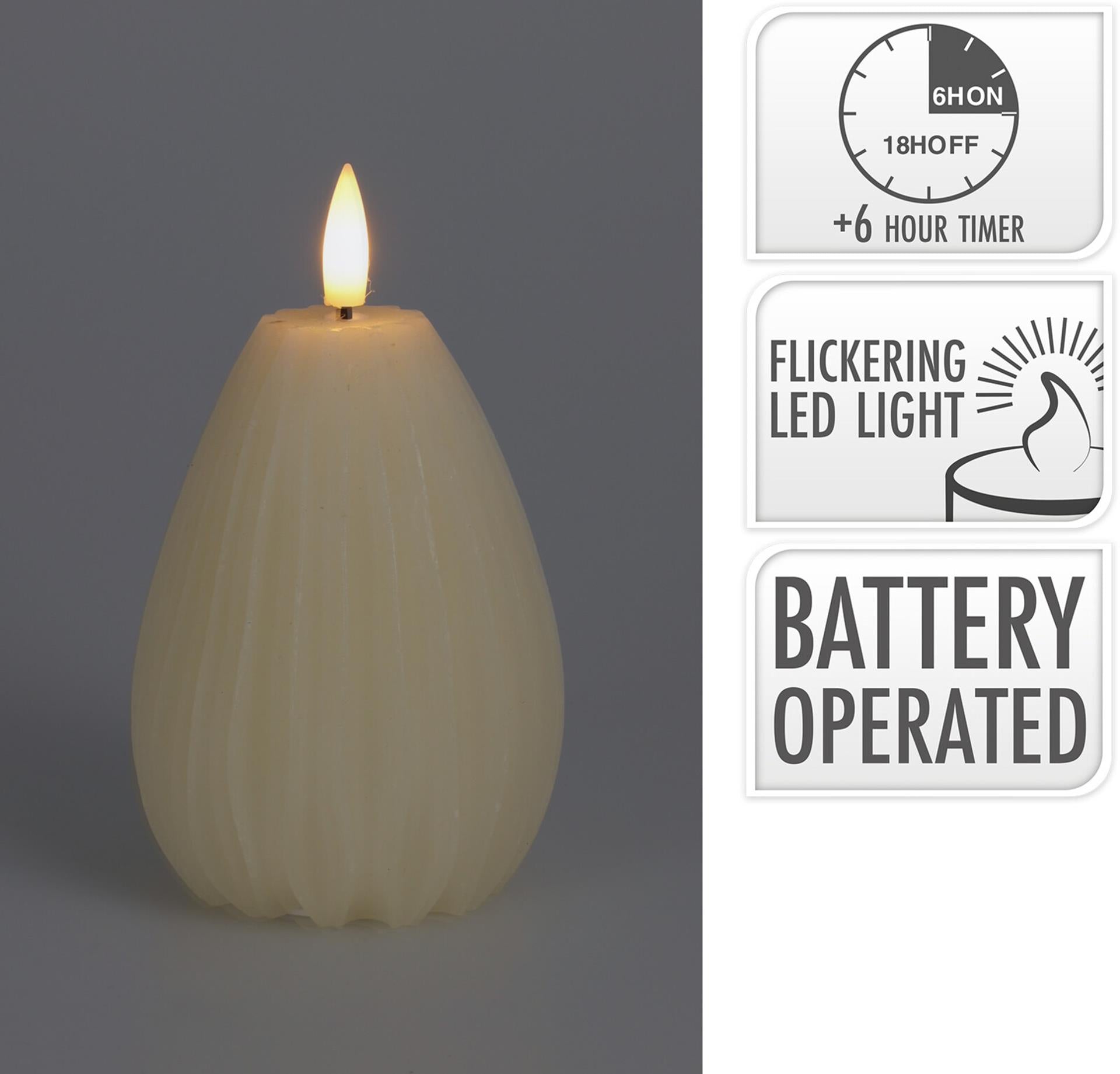 Home-Styling-Kerze Birne LED gerippt 10cm