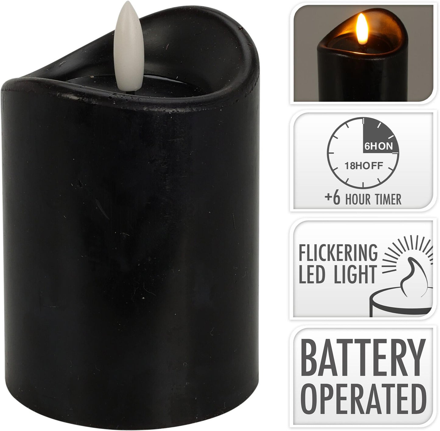 Home-Styling LED-Kerze 70x100mm schwarz