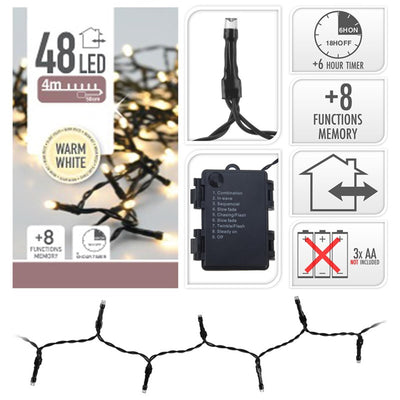 Keine Marke s.i.a. Batterie-LED-Beleuchtung 48 LEDs 350 cm warmweißes Licht schwarz