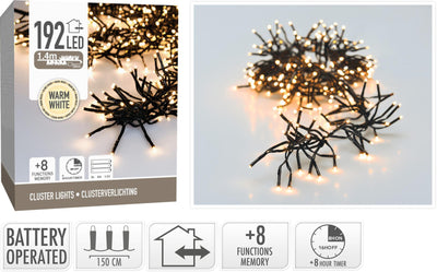 Cluster-Beleuchtung für Zuhause, 192 LEDs, warmweiß