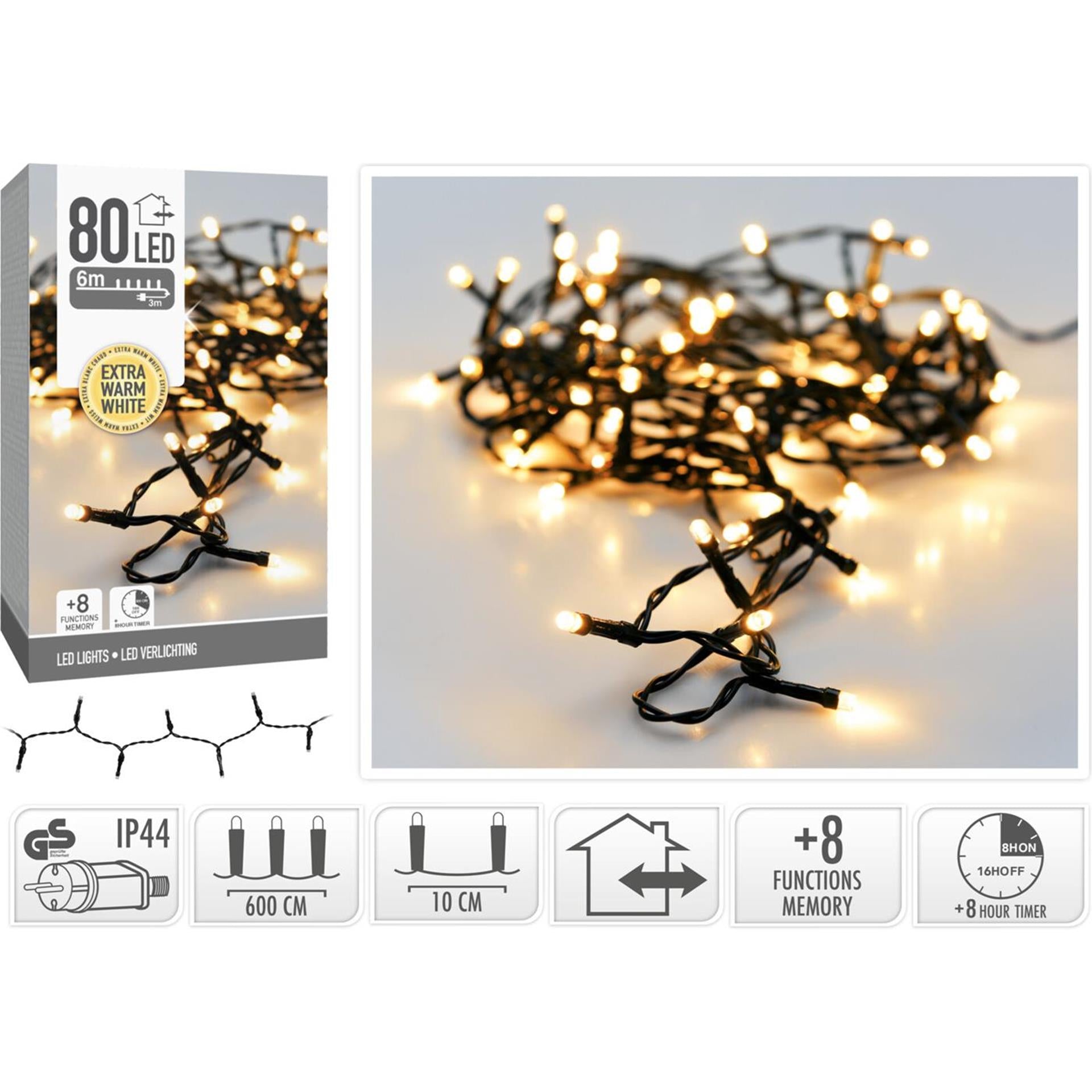 Weihnachtsbeleuchtung 80 LED extra warmweiß