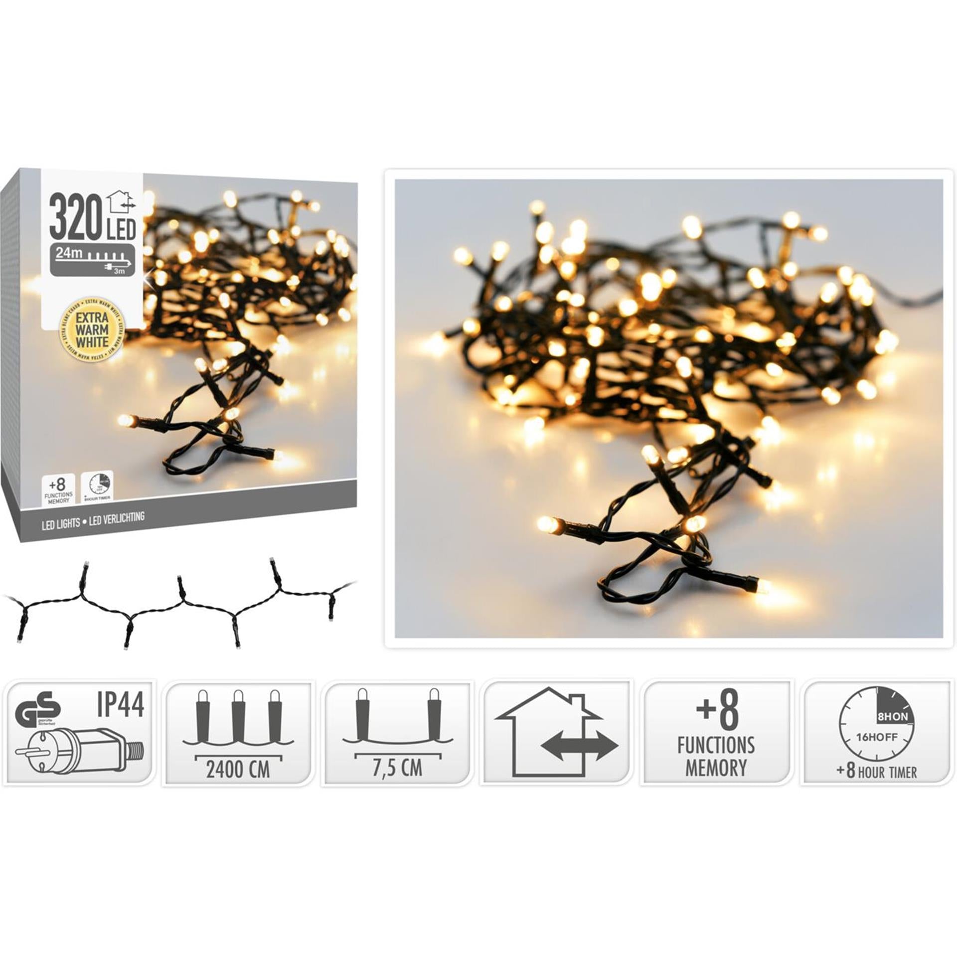 Weihnachtsbeleuchtung 320 LED extra warmweiß