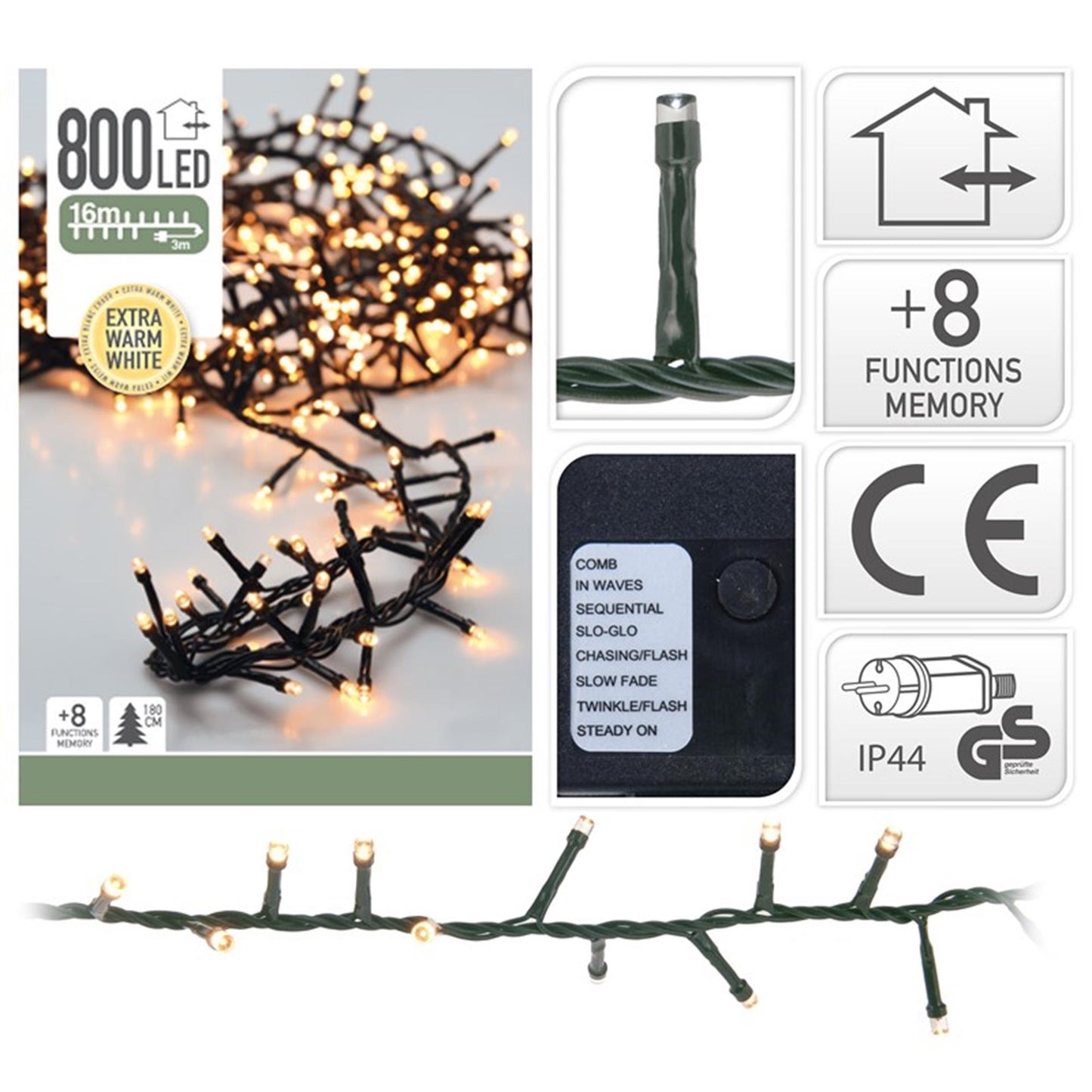 Weihnachtsbeleuchtungsgruppe 800led 16mtr