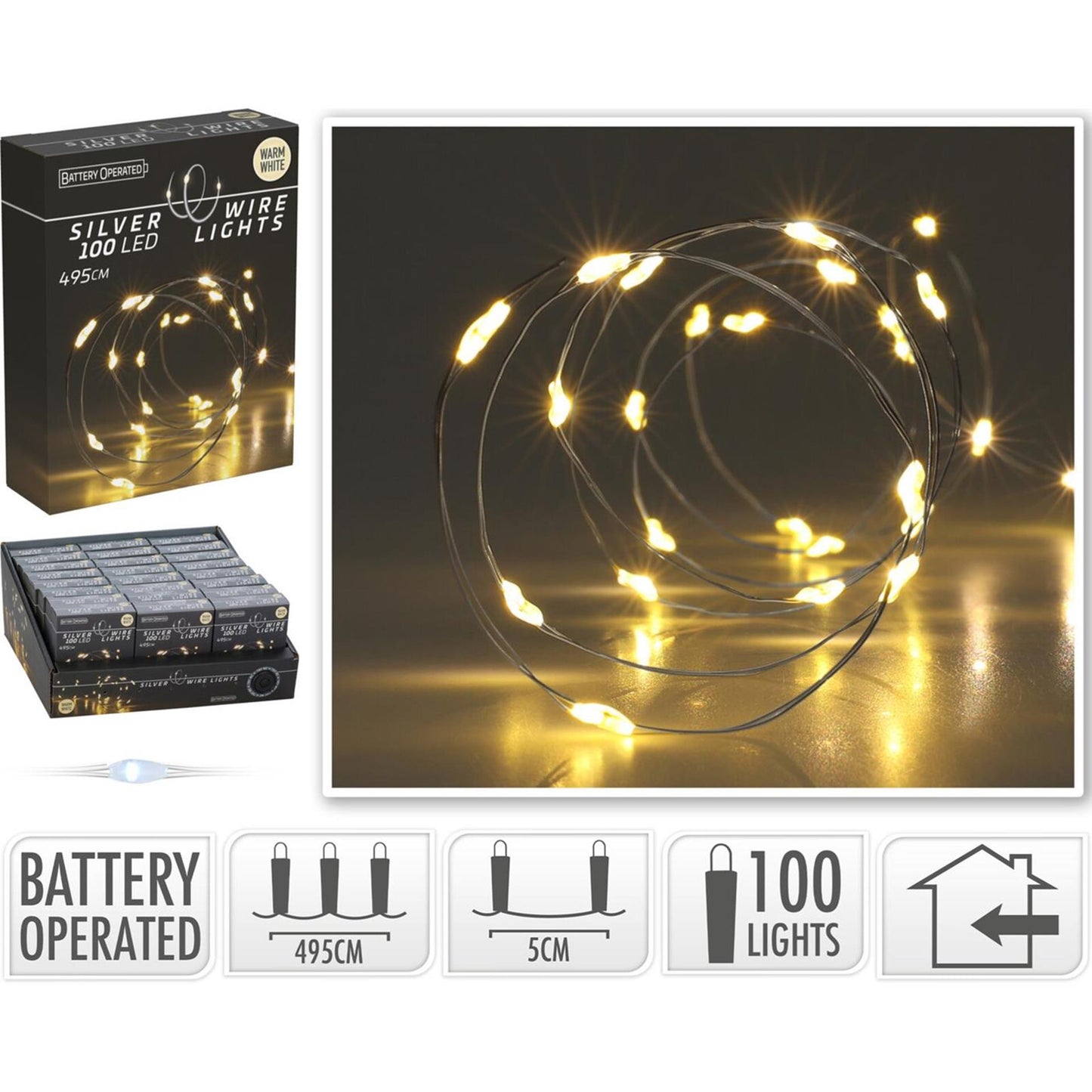 Silberdrahtbeleuchtung 100LED warmweiß