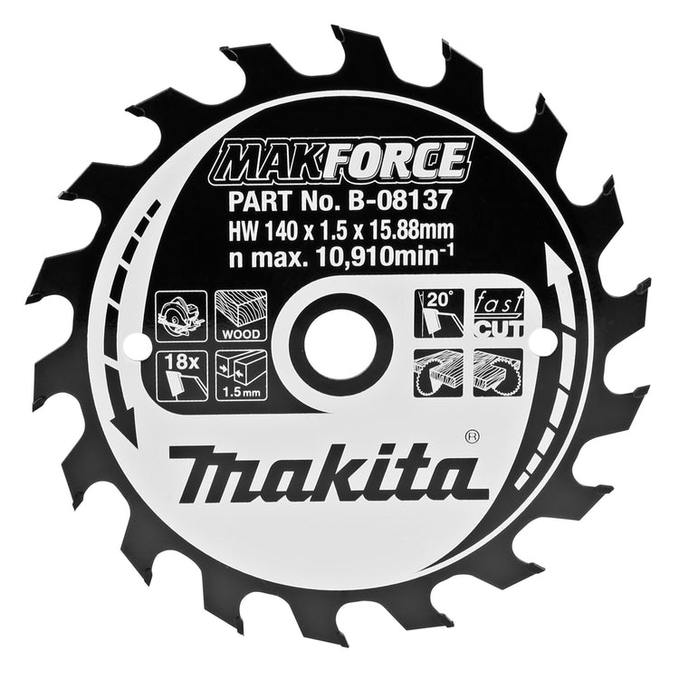 Makita Zubehör Kreissägeblatt Holz 140x16x1,5 18t 20g - B-08137