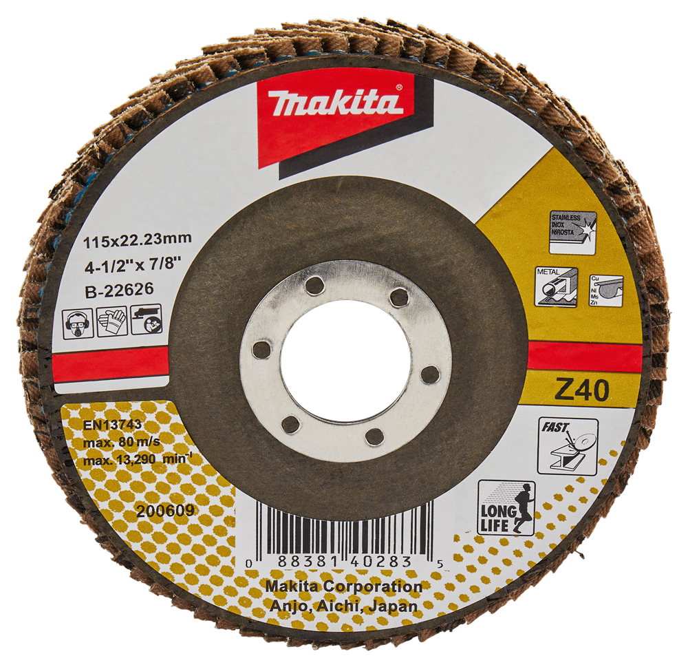 Makita Zubehör Lamellenschleifscheibe 115 mm Z40 – B-22626 B-22626