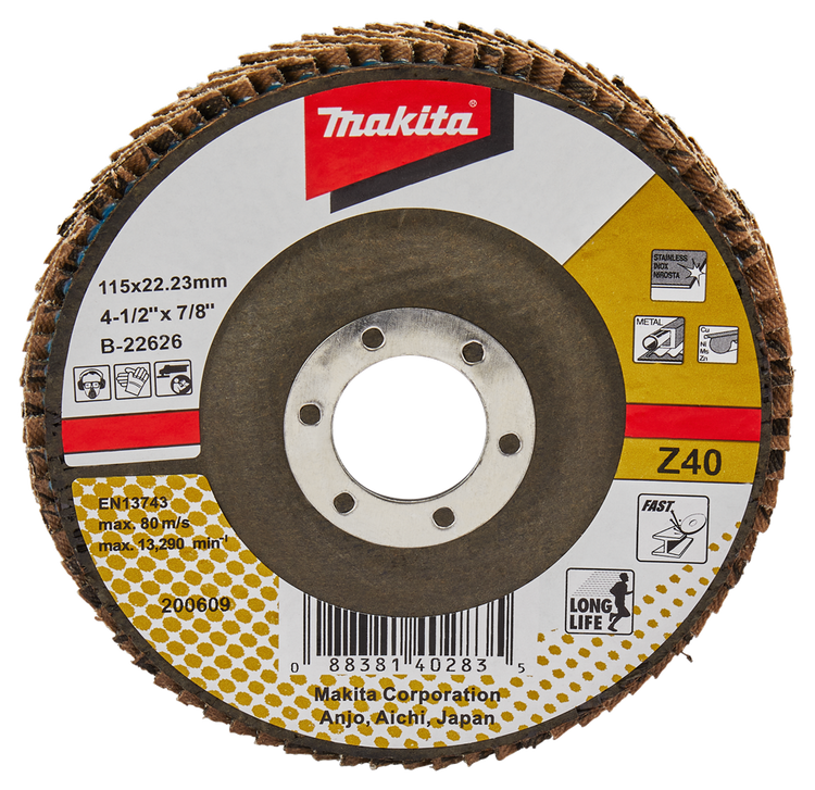 Makita Zubehör Lamellenschleifscheibe 115 mm Z40 – B-22626 B-22626