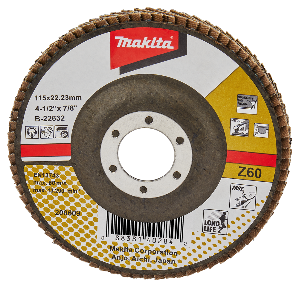 Makita Zubehör Lamellenschleifscheibe 115 mm Z60 – B-22632 B-22632