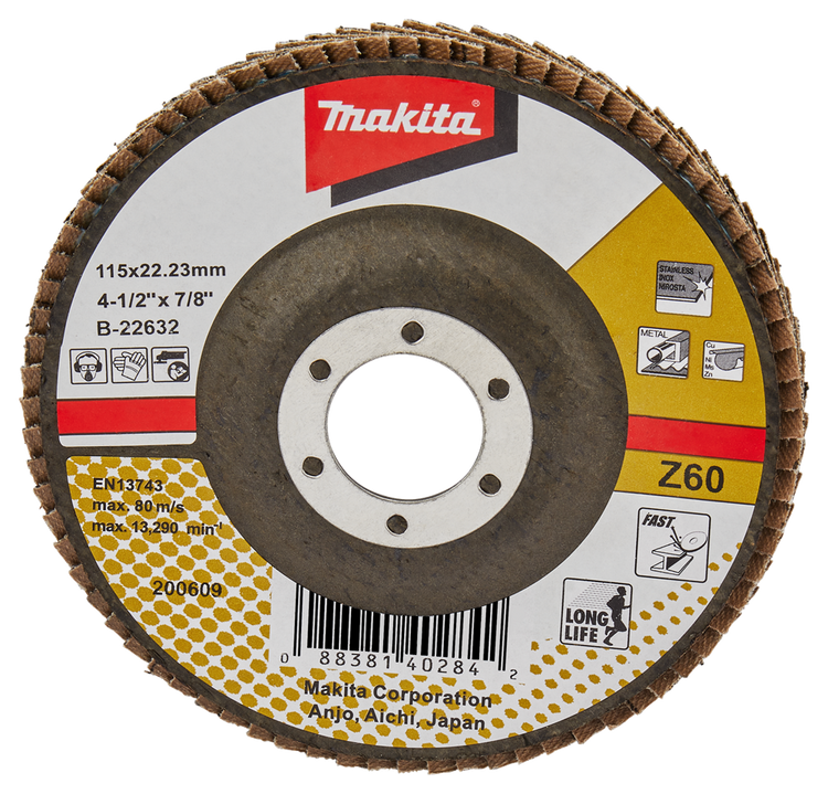 Makita Zubehör Lamellenschleifscheibe 115 mm Z60 – B-22632 B-22632