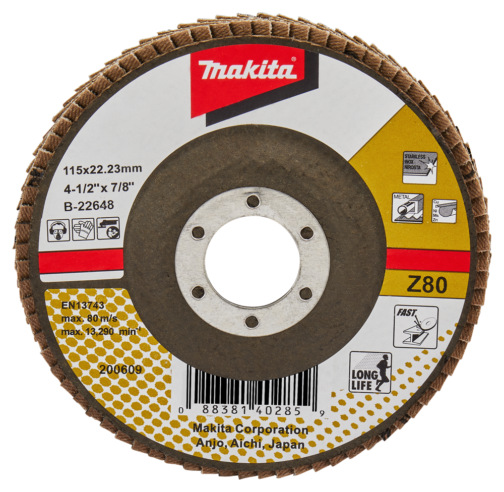 Makita Zubehör Lamellenschleifscheibe 115 mm Z80 – B-22648 B-22648