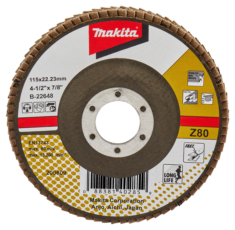 Makita Zubehör Lamellenschleifscheibe 115 mm Z80 – B-22648 B-22648