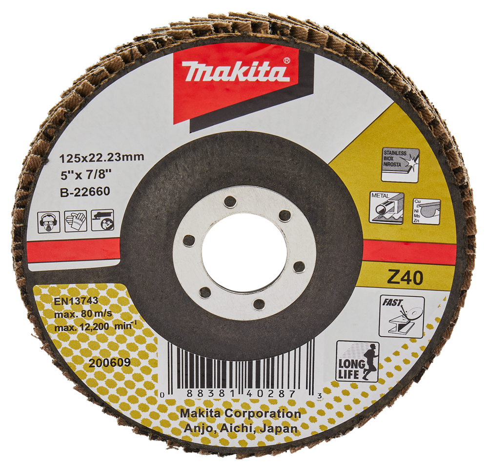 Makita Zubehör Lamellenschleifscheibe 125 mm Z40 – B-22660 B-22660