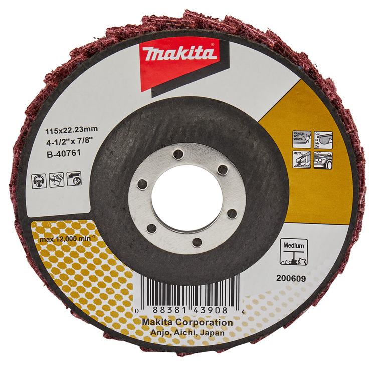 Makita Zubehör Lamellenaufbereitungsscheibe 115 mm mittel – B-40761 B-40761