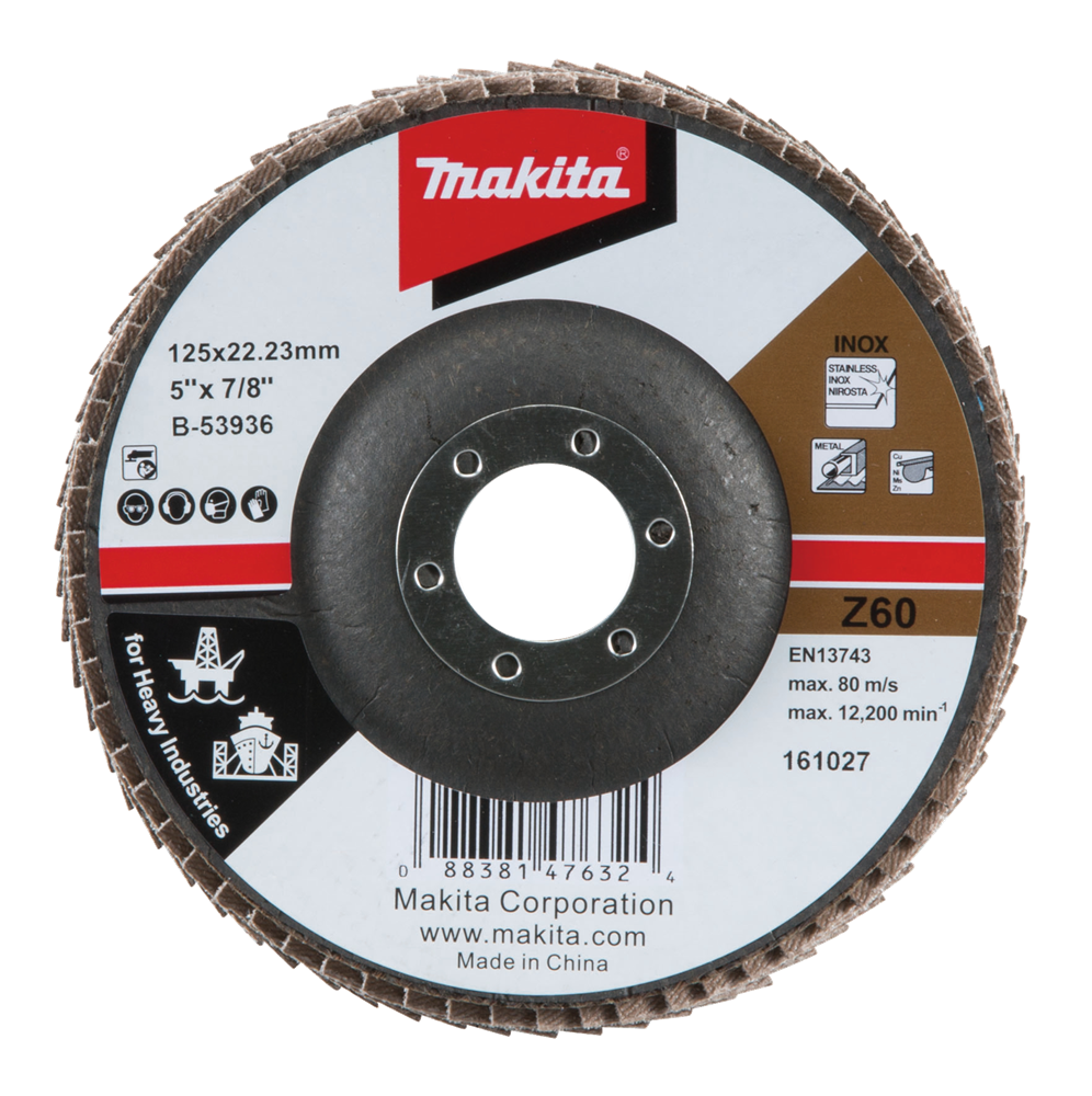 Makita Zubehör Lamellenschleifscheibe 125x22,23 Z60 – B-53936 B-53936