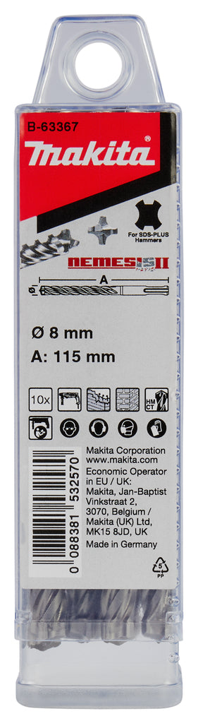 Makita Zubehör p4s:sds-plus Bohrer 8x115mm 10 Stück - B-63367