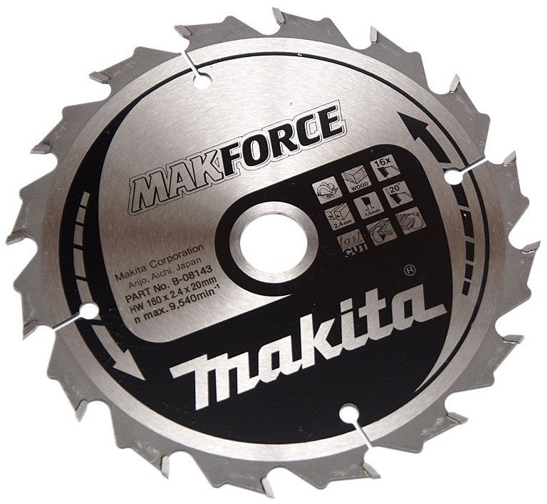 Makita Zubehör B-08143 Kreissägeblatt Holz | makforce | 160x20x2,4 | 16t - b-08143