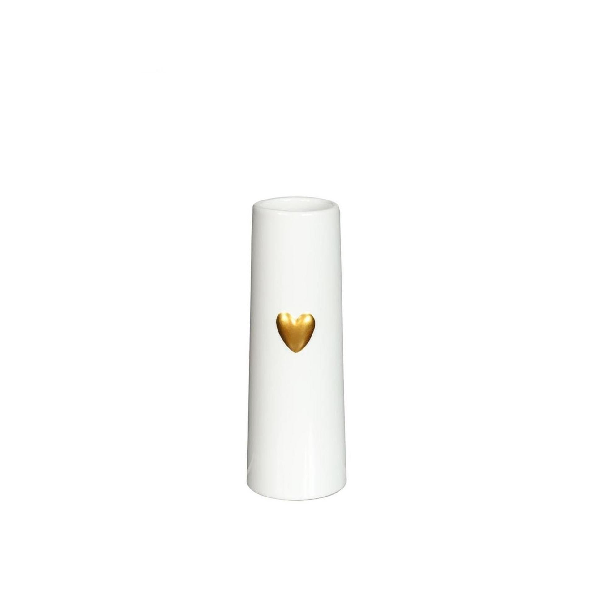 Ideen 4 Jahreszeiten Vase mit Herz weiß ø6 H.17 cm