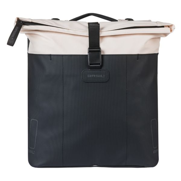 Basil Doppeltasche Vive Mik 28–35 l, gebrochenes Weiß, Schwarz
