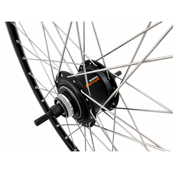 Shimano Hinterrad 28 Zoll Nexus 7 Nabe (schwarz) – Zac2000 Felge (schwarz silber) mit Edelstahlspeichen – für Scheibenbremse