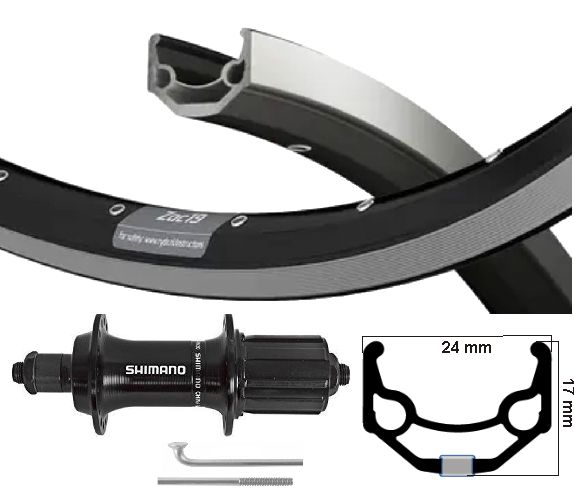 Shimano Achterwiel 26 Zoll (559) ZAC19 SW Silber 7 -Geschwindigkeits -SW -Ausfall