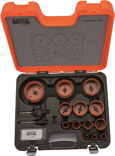 Bahco sandflex® Bimetall-Lochsägen-Set | für Metall und Holz | 16 mm - 83 mm - 18-teilig - 3834-set-152