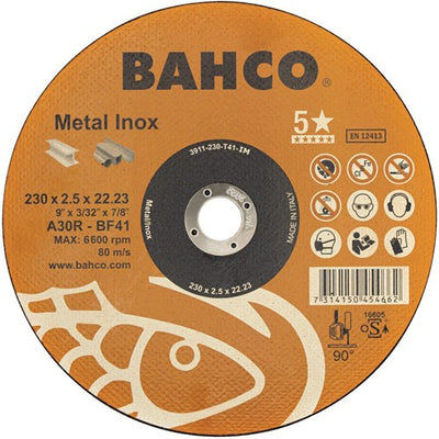 Bahco-Schleifscheibe | zum Entgraten | für Metall und Edelstahl | 125 x 1,0 x 22,23 mm – 3912-125-t41-im