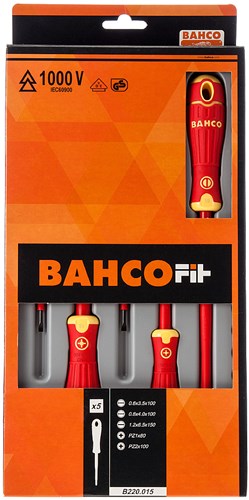 Bahco 5 Stk. isolierter Schraubendreher Schlitz-PZ | b220.015