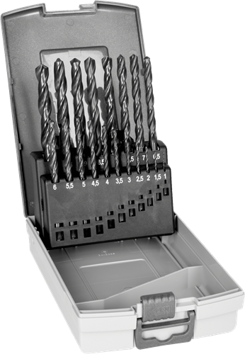 Bahco 4515-set-19 HSS-R Spiralbohrer-Set 19-teilig 1 mm, 1,5 mm, 2 mm, 2,5 mm, 3 mm, 3,5 mm, 4 mm, 4,5 mm, 5 mm, 5,5 mm, 6