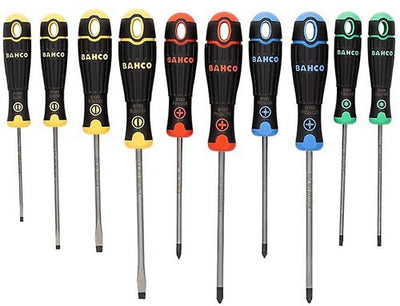 Bahco Schraubendreher-Set | farbig | 10-teilig | Steckplatz, PH1. ph2, pz1, pz2, t15, t20 - b219.010rb