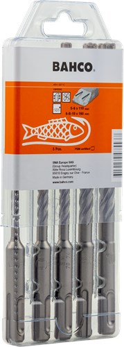 Bahco SDS+ Bohrersätze | 4-schneidig | für Stahlbeton | 5-teilig | 4651-set-5