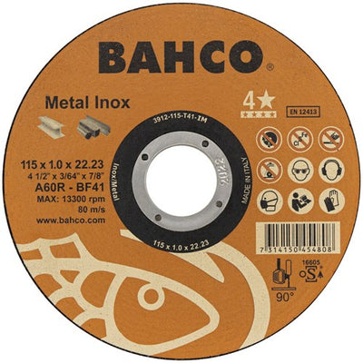Bahco-Schleifscheibe | zum Entgraten | für Metall und Edelstahl | 125 x 1,0 x 22,23 mm – 3912-125-t41-im