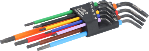 Bahco Torx-Schlüsselsatz T8 – T40 Sechskantschlüssel, Torx®, lang, phosphatiert, farbig, metrisch – 9-teilig – C1997Torx 9 Stk