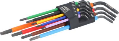 Bahco Torx-Schlüsselsatz T8 – T40 Sechskantschlüssel, Torx®, lang, phosphatiert, farbig, metrisch – 9-teilig – C1997Torx 9 Stk