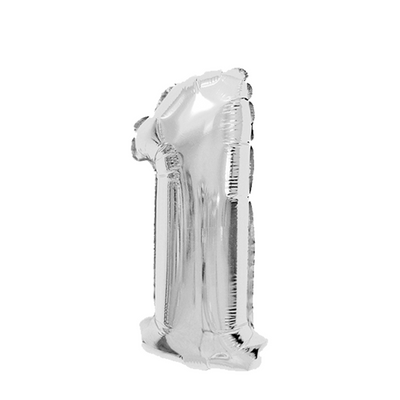 Folienballon Nummer 1 silber 45cm