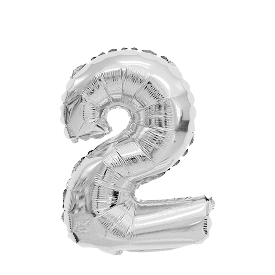 Folienballon Nummer 2 silber 45cm