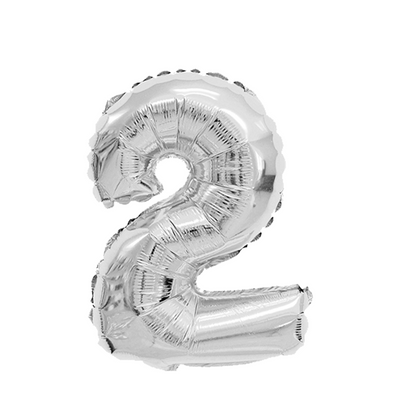 Folienballon Nummer 2 silber 45cm
