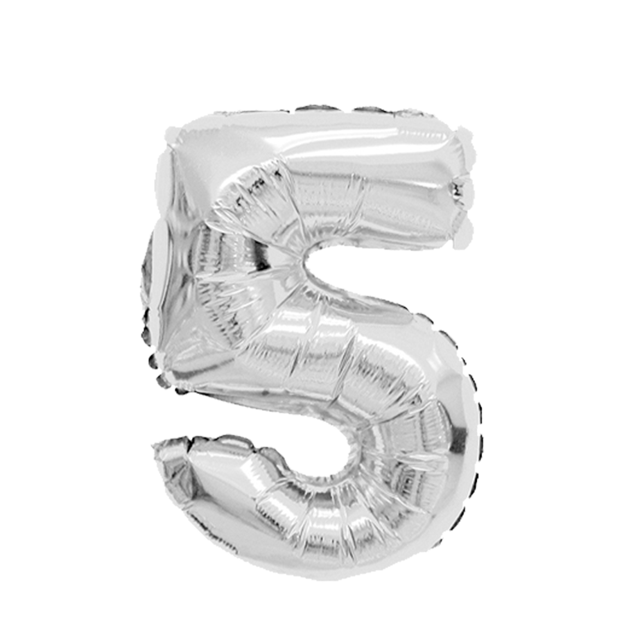 Folienballon Zahl 5 silber 45cm
