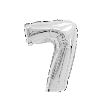Folienballon Zahl 7 Silber 45cm