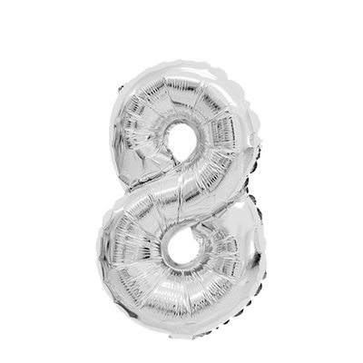 Folienballon Zahl 8 silber 45cm