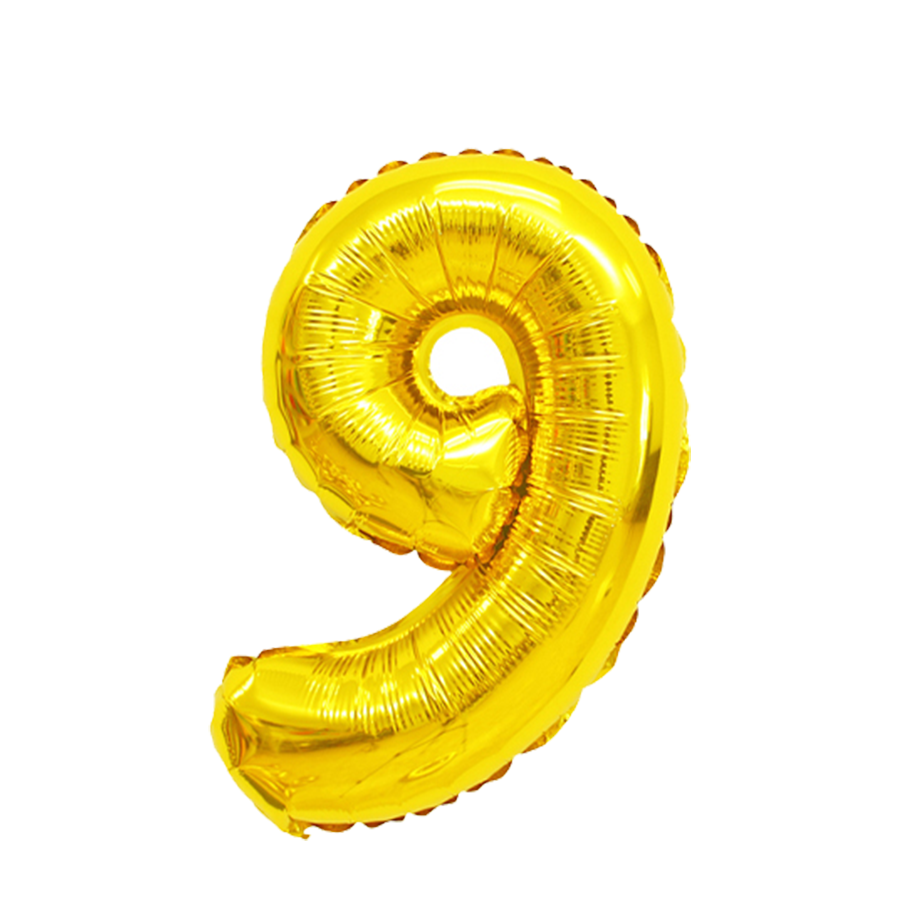 Folienballon Nummer 9 Gold 45cm