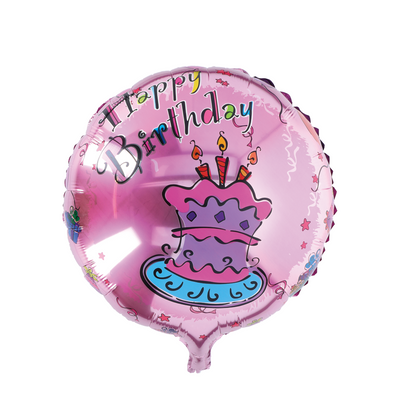 Ballonfolie Happy Birthday rosa Kuchen ø46cm